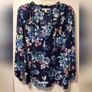 COUNTERPARTS V-neck Floral Blouse